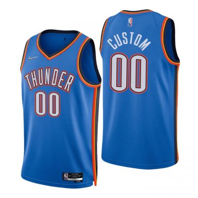 Customized Nike Oklahoma City Thunder Blue 75th Anniversary Authentic Stitched NBA jersey