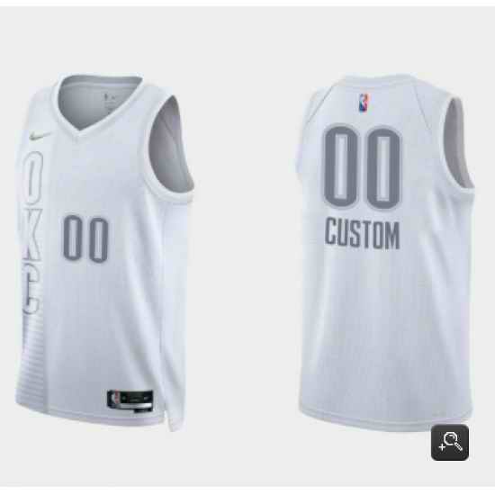 Customized Nike Oklahoma City Thunder White City 75th Anniversary Authentic Stitched NBA jersey