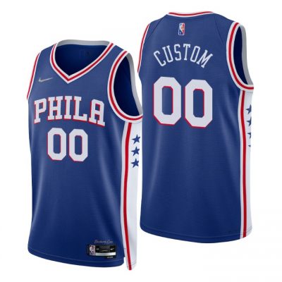 Customized Nike Philadelphia 76ers Blue 75th Anniversary Authentic Stitched NBA jersey