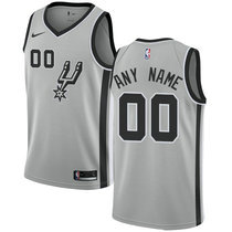 Customized Nike San Antonio Spurs Grey Authentic Stitched NBA jersey