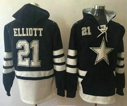 Dallas Cowboys #21 Ezekiel Elliott Navy All Stitched Hooded Sweatshirt