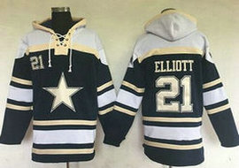 Dallas Cowboys #21 Ezekiel Elliott Navy Blue Sawyer Hooded Sweatshirt Stitched Hoodie