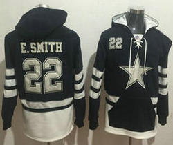 Dallas Cowboys #22 Emmitt Smith Stitched Navy Blue White Name & Number Pullover NFL Hoodie