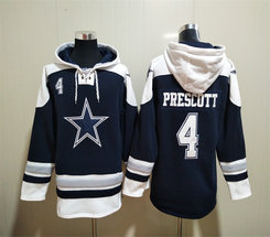 Dallas Cowboys #4 Dak Prescott Navy Blue NFL Stitched Hoodies