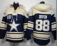 Dallas Cowboys #88 Michael Irvin Navy Blue Sawyer Hooded Sweatshirt Stitched Hoodie
