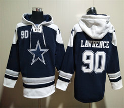 Dallas Cowboys #90 Demarcus Lawrence Navy Blue NFL Stitched Hoodies