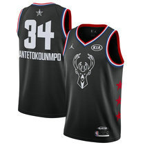 Dallas Mavericks #34 Giannis Antetokounmpo Black 2019 All Star With Patch Authentic Stitched NBA jersey
