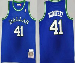 Dallas Mavericks #41 Dirk Nowitzki Blue 1998-99 Hardwood Classic Authentic Stitched NBA Jersey