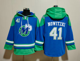 Dallas Mavericks #41 Dirk Nowitzki blue Stitched Hooded Sweatshirt