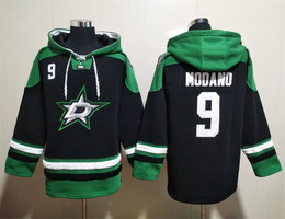 Dallas Stars #9 Mike Modano Black All Stitched Hooded Sweatshirt