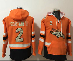Denver Broncos #2 Patrick Surtain II Orange All Stitched Hooded Sweatshirt
