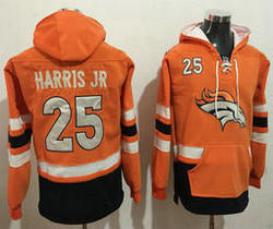 Denver Broncos #25 Chris Harris Jr Stitched Orange Navy Blue Name & Number Pullover NFL Hoodie