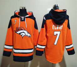 Denver Broncos #7 John Elway Orange NFL Stitched Hoodies