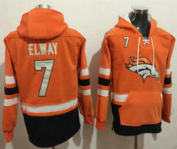 Denver Broncos #7 John Elway Stitched Orange Navy Blue Name & Number Pullover NFL Hoodie