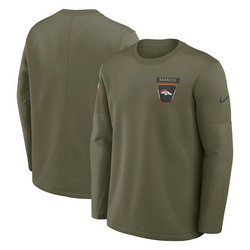 Denver Broncos Olive 2025 Salute To Service Sideline Coaches Therma-FIT Long Sleeve Shirt