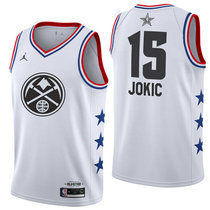Denver Nuggets #15 Nikola Jokic White 2019 All Star With Patch Authentic Stitched NBA jersey