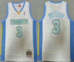 Denver Nuggets #3 Allen Iverson White 2006-07 Hardwood Classics Authentic Stitched NBA Jersey