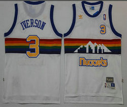 Denver Nuggets #3 Allen Iverson White Game Throwback Authentic Stitched NBA Jersey