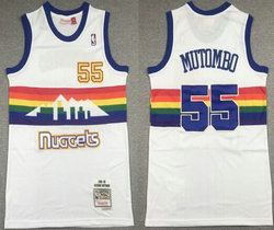 Denver Nuggets #55 Dikembe Mutombo White 91-92 Hardwood Classics Authentic Stitched NBA jersey