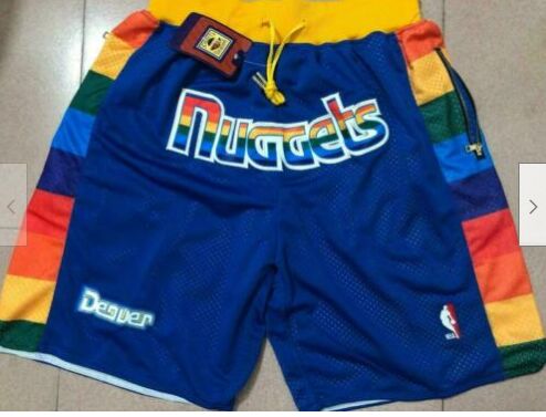 Denver Nuggets Vintage Basketball Blue Stitched Shorts