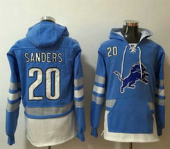 Detroit Lions #20 B.Sanders Blue Stitched Hooded