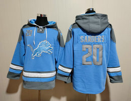 Detroit Lions #20 Barry Sanders Blue Stitched Hooded Sweatshirt