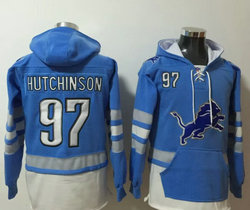 Detroit Lions #97 Aidan Hutchinson Blue All Stitched Hooded Sweatshirt