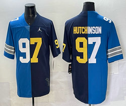 Detroit Lions #97 Aidan Hutchinson Blue and Navy Authentic stitched NFL jersey