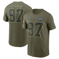 Detroit Lions #97 Aidan Hutchinson Olive 2025 Salute To Service T-Shirt
