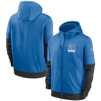 Detroit Lions Nike Blue Sideline Impact Lockup Performance Full-Zip Hoodie