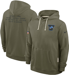 Detroit Lions Olive 2025 Salute To Service Pullover Hoodie
