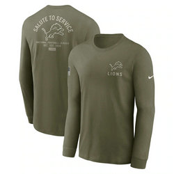 Detroit Lions Olive 2025 Salute To Service Sideline Long Sleeve T-Shirt