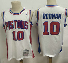 Detroit Pistons #10 Dennis Rodman White 88-89 Hardwood Classics Authentic Stitched NBA jersey