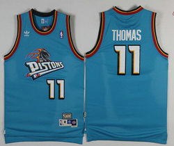 Detroit Pistons #11 Isiah Thomas Lihgt Blue Mesh Throwback Authentic Stitched NBA jersey