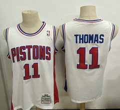 Detroit Pistons #11 Isiah Thomas White 88-89 Hardwood Classics Authentic Stitched NBA jersey