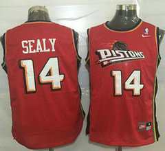 Detroit Pistons #14 Malik Sealy Red Nike Throwback Authentic Stitched NBA jersey