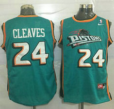 Detroit Pistons #24 Mateen Cleaves Green Nike Throwback Authentic Stitched NBA jersey