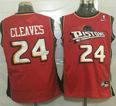 Detroit Pistons #24 Mateen Cleaves Red Nike Throwback Authentic Stitched NBA jersey