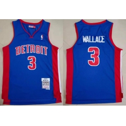 Detroit Pistons #3 Ben Wallace Blue 2003-04 Hardwood Classic Mitchell Ness Jersey