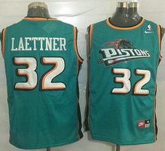 Detroit Pistons #32 Christian Laettner Green Nike Throwback Authentic Stitched NBA jersey