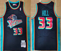 Detroit Pistons #33 Grant Hill Black 1998-99 Hardwood Classic Authentic Stitched NBA Jersey