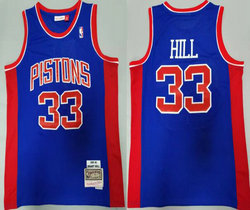 Detroit Pistons #33 Grant Hill Blue 1995-96 Hardwood Classic Authentic Stitched NBA Jersey