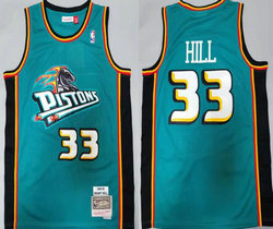 Detroit Pistons #33 Grant Hill Green 1998-99 Hardwood Classic Authentic Stitched NBA Jersey
