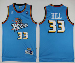 Detroit Pistons #33 Grant Hill Light Blue Mesh Throwback Stitched NBA Jersey