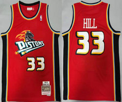 Detroit Pistons #33 Grant Hill Red 1998-99 Hardwood Classic Authentic Stitched NBA Jersey