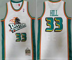 Detroit Pistons #33 Grant Hill White 1998-99 Hardwood Classic Authentic Stitched NBA Jersey