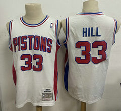 Detroit Pistons #33 Grant Hill White 88-89 Hardwood Classics Authentic Stitched NBA jersey