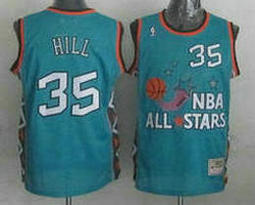 Detroit Pistons #35 Grant Hill Light Blue Mitchell and Ness 1996 All Star Authentic Stitched NBA jersey