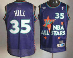 Detroit Pistons #35 Grant Hill Purple Mitchell and Ness 1995 All Star Authentic Stitched NBA jersey
