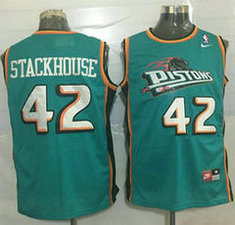 Detroit Pistons #42 Jerry Stackhouse Green Nike Throwback Authentic Stitched NBA jersey